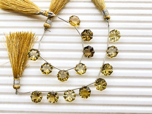 OLIVE QUARTZ Octagon Star Diamond Cut Beads, 11x11mm, Olive quartz gemstone beads, Beadsforyourjewellery