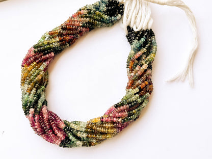 MULTI TOURMALINE Rondelle Faceted Beads