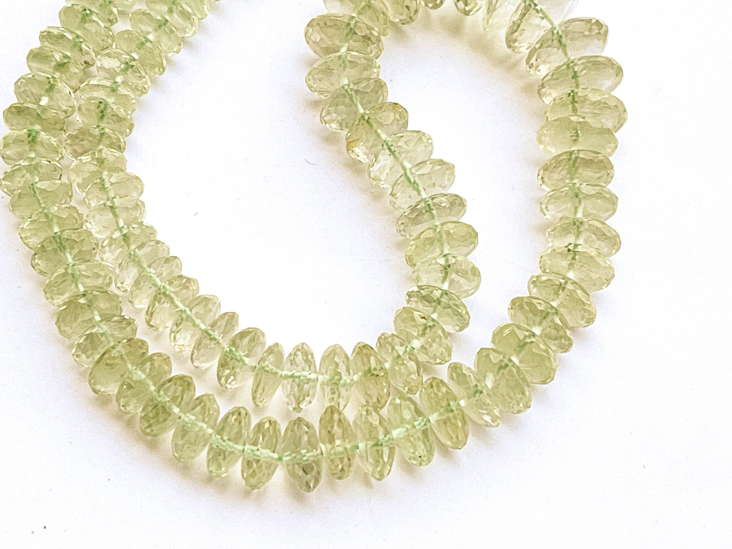 Green Amethyst Micro Faceted Rondelle Shape German cut beads
