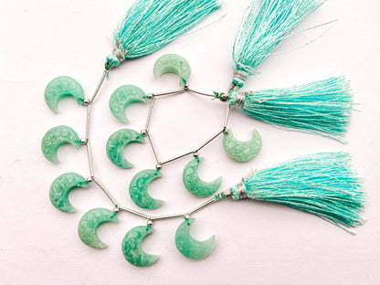 Amazonite Carved Crescent Moon Shape Beads
