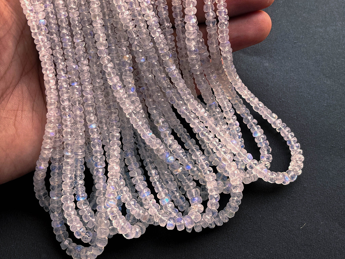 Rainbow Moonstone Faceted Rondelle Shape Beads