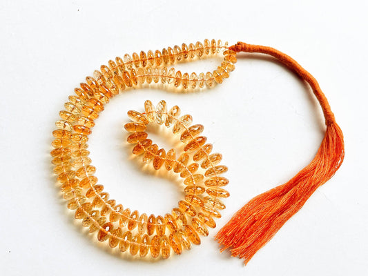 16 Inch Citrine Micro Faceted German Cut Rondelle Beads, 5mm to 13mm, Natural Citrine Gemstone for Jewelry Making