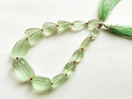 Natural Green Fluorite Uneven Shape Carved Nugget Beads, Green Fluorite carving beads, 10x15mm to 18x30mm, 11 Inch String, 13 Pieces