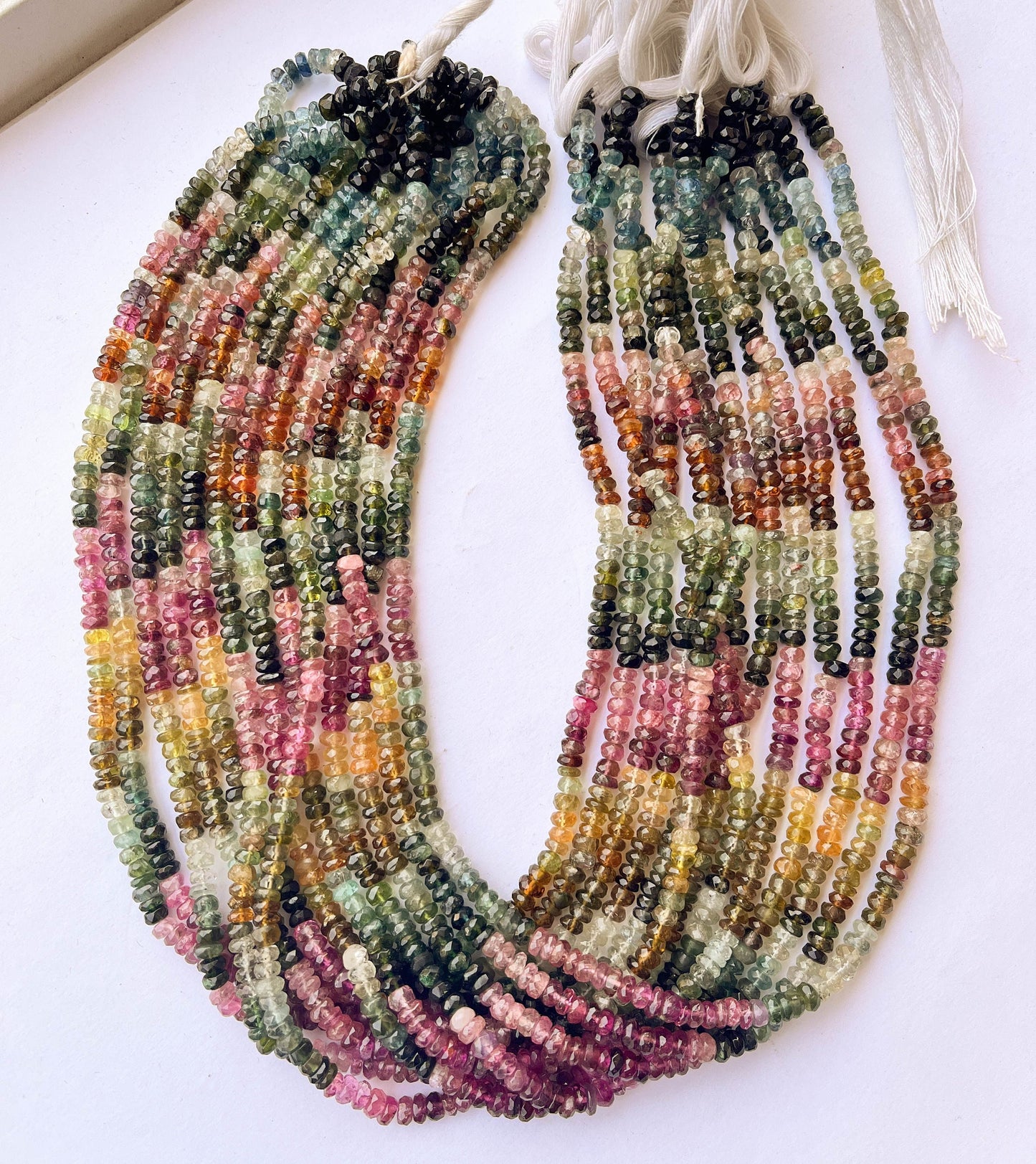 MULTI TOURMALINE Rondelle Faceted Beads