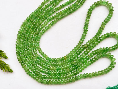 Tsavorite beads Smooth Rondelle shape, 16 Inch String, Top Quality Natural Tsavorite Gemstone for Jewelry, 3mm to 5mm Graduation