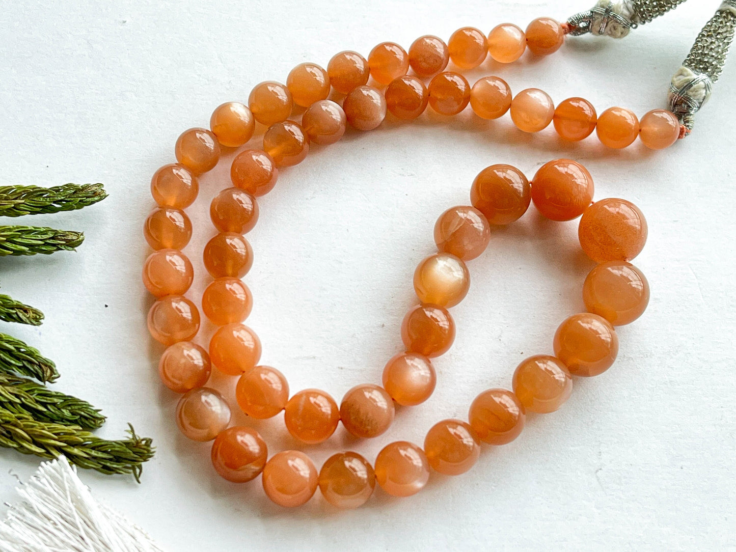 Peach Moonstone Gemstone Ball Shape Beads