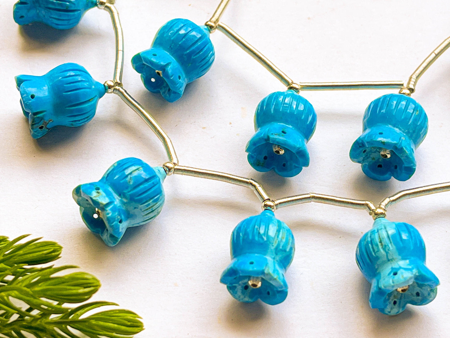 Turquoise Flower Carving Beads,
