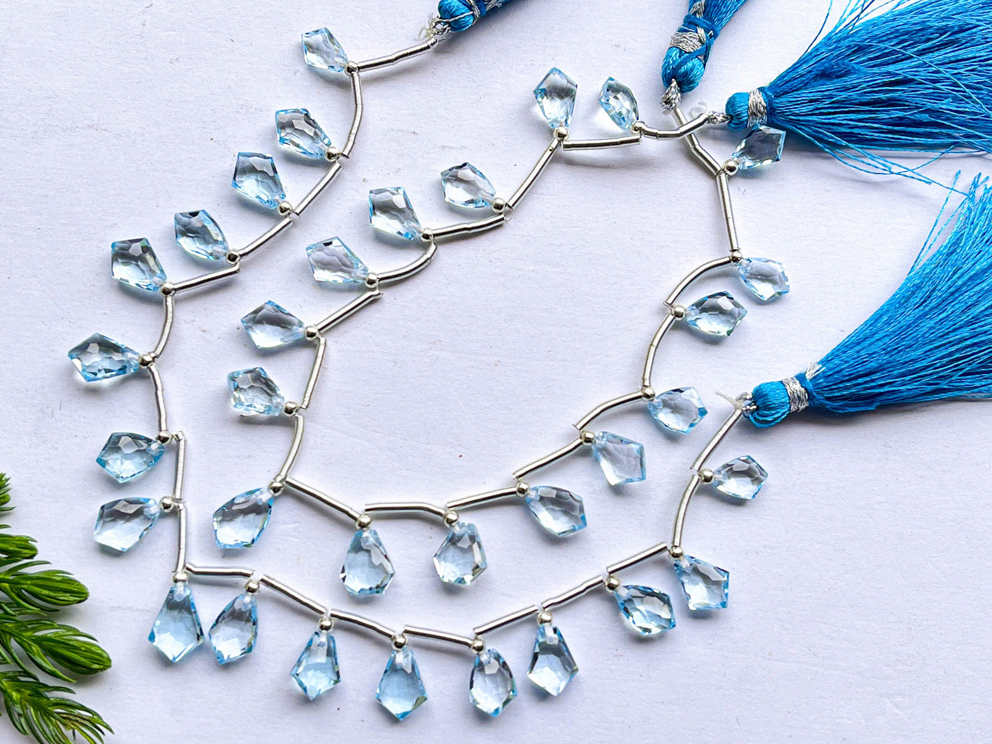 Blue Topaz Kite Shape Faceted Beads