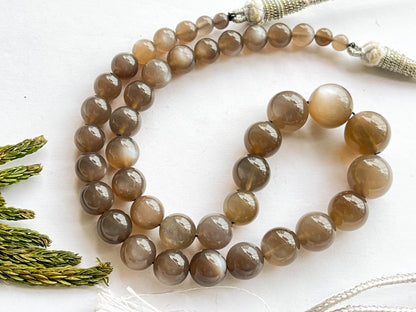 Grey Moonstone Gemstone Ball Shape Beads