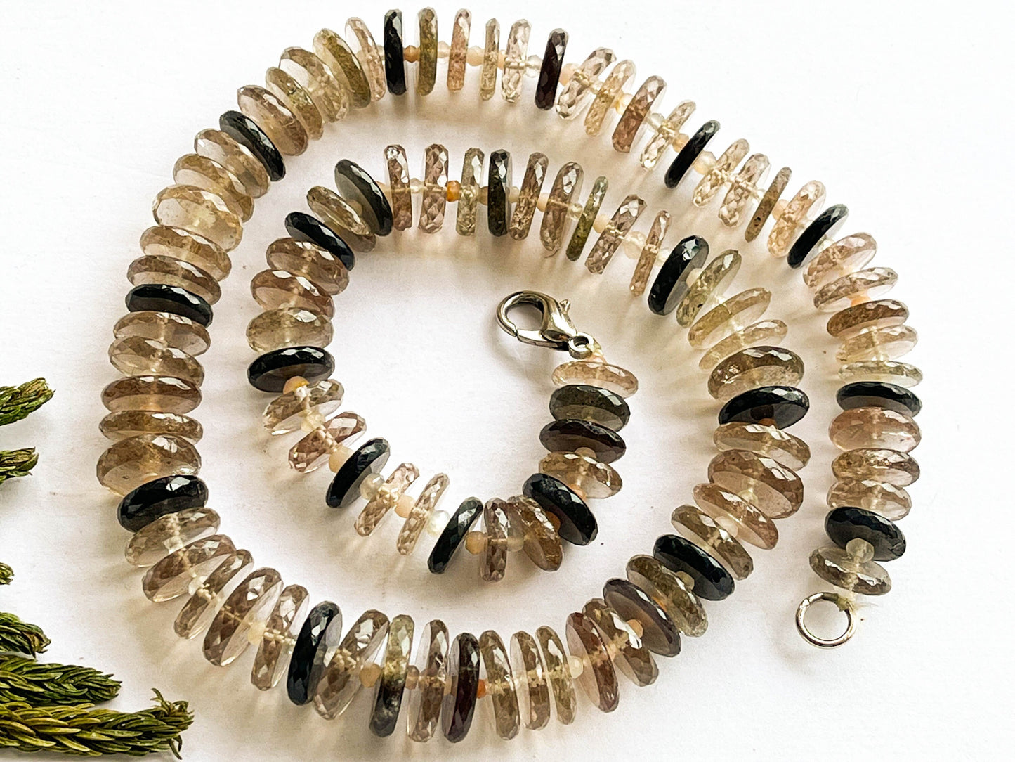 Smoky Quartz Heishi Tyre Shape Faceted Beads