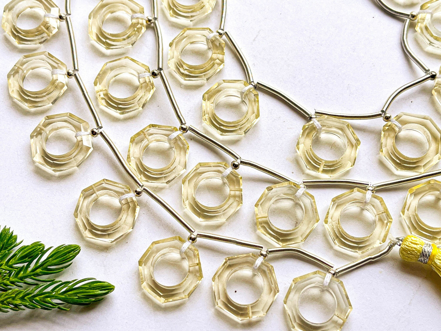 LEMON QUARTZ Octagon Shape Faceted Hoop Beads