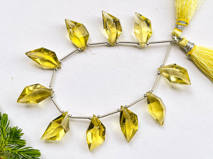 Natural Lemon Quartz Spindle shape Faceted beads