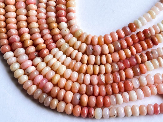 16 Inch Pink Opal Smooth Rondelle Beads, Pink Opal Beads, Pink Opal Rondelle Beads, Pink Opal Beads