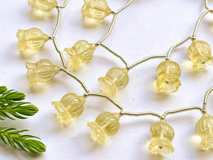 8 Pieces Lemon Quartz Flower Carving Beads, Lemon Quartz Flower Carving, Lemon Quartz Carving Beads, Beadsforyourjewelry,11x15mm