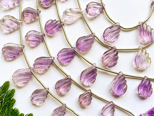 Amethyst Pear Shape Carving Briolette Beads