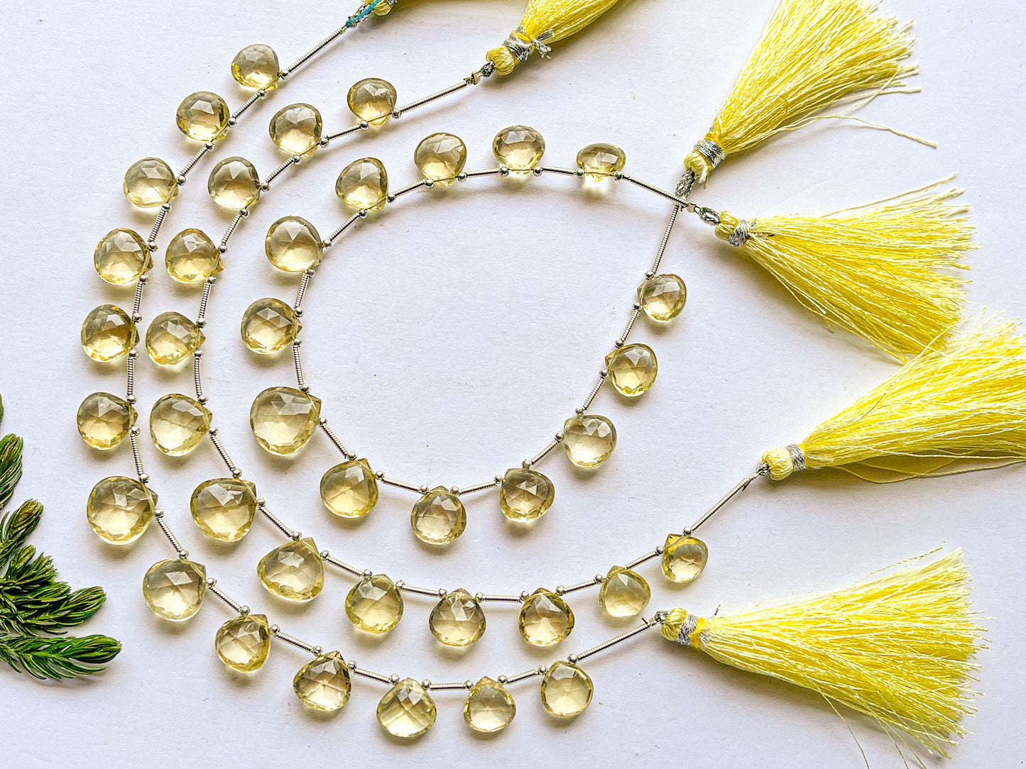Lemon Quartz Heart Shape Faceted Briolette Beads