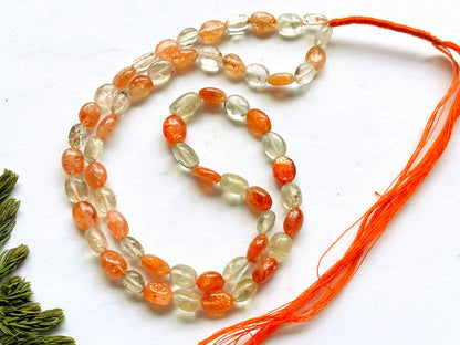 Natural Sunstone Smooth Oval Shape Beads
