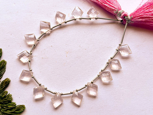 Rose Quartz Kite Shape Faceted Briolette Beads