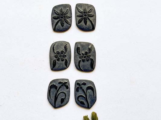 Black Onyx Cameo Carving Matching Pairs