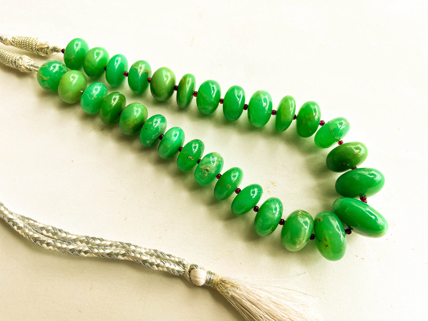 Natural Chrysoprase Smooth Rondelle Beads