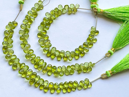 Peridot Faceted Pear Shape Briolette Beads