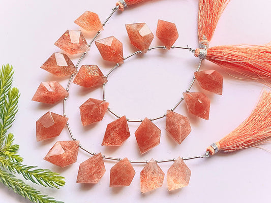 Natural Sunstone Spindle Cut Stone beads