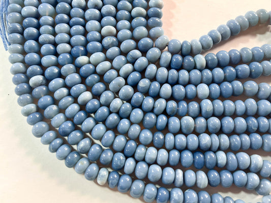 Natural Blue Opal Smooth Rondelle Shape Beads