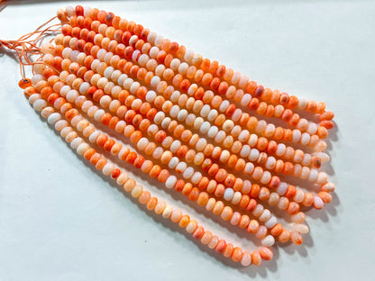 Candy Peach Opal Smooth Rondelle Shape Beads