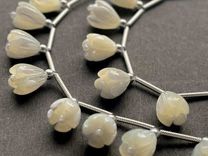 Mother of Pearl Flower Carved Beads