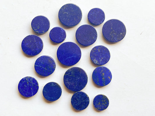 AAA Natural Lapis Lazuli Flat Cabochons Round Shape, Wholesale Lot, Flat Natural Lapis Lazuli Gemstone For Jewelry Making, 13mm upto 20mm