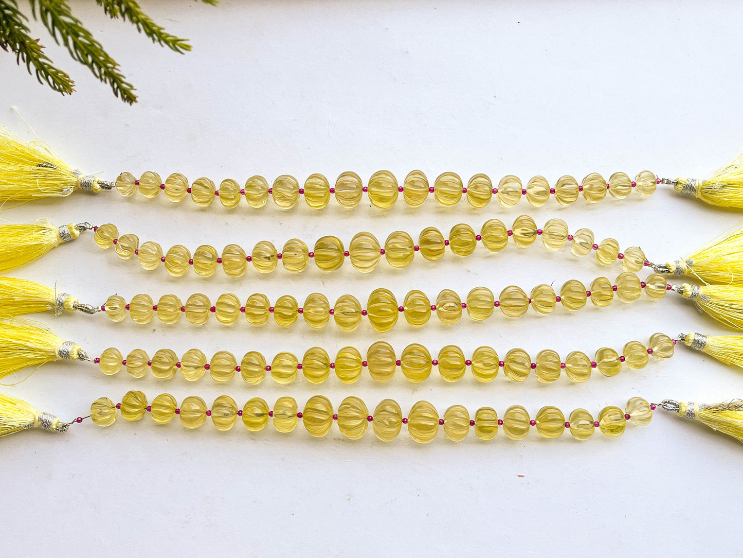 Lemon Quartz Carved Melons Shape Beads