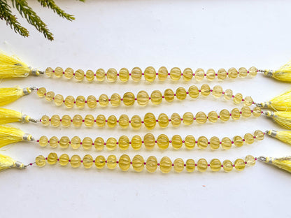 Lemon Quartz Carved Melons Shape Beads