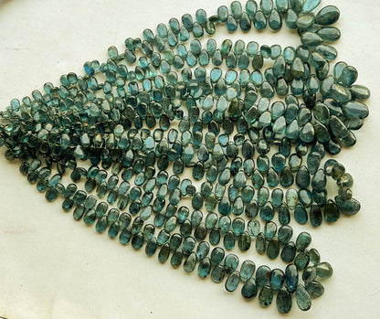 Rare! Moss Green Kyanite Smooth Pear Shape Briolette Beads