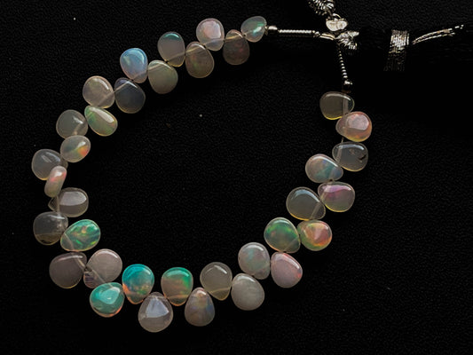 35 Pieces Ethiopian Opal Pear Shape Briolette, Natural Ethiopian Opal Gemstone, Opal Briolette, Opal Teardrops, 4 Inch, 4x5mm