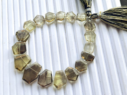 Bi Color Lemon Quartz Fancy Crown Cut Beads