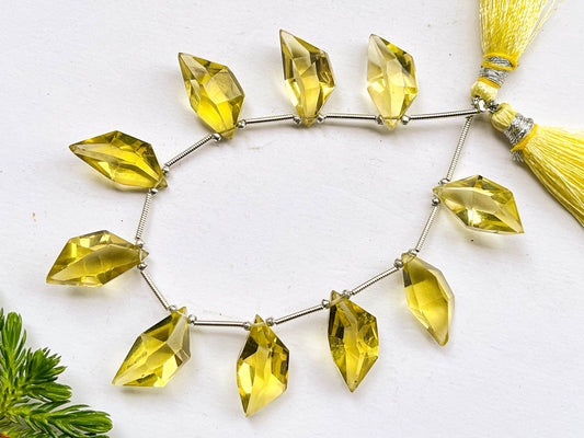 Natural Lemon Quartz Spindle shape Faceted beads