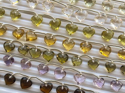 Beautiful! Natural Gemstones Heart Shape Briolette Beads, Faceted Heart Shape Beads, 10x11mm