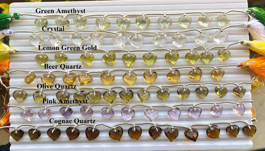 Beautiful! Natural Gemstones Heart Shape Briolette Beads, Faceted Heart Shape Beads, 10x11mm