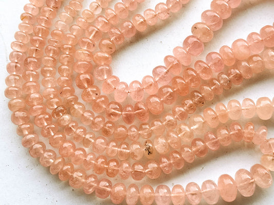 16 Inch Peach Morganite Smooth Rondelle Beads, Morganite Beads, Natural Morganite Gemstone, Morganite Beads for Jewelry, Morganite Rondelle