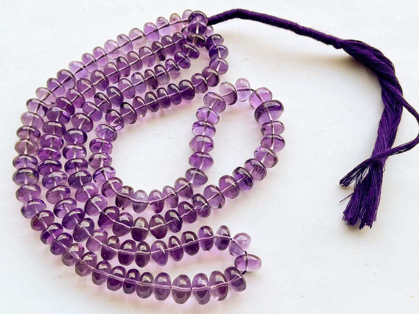Pink Amethyst Smooth Rondelle Beads