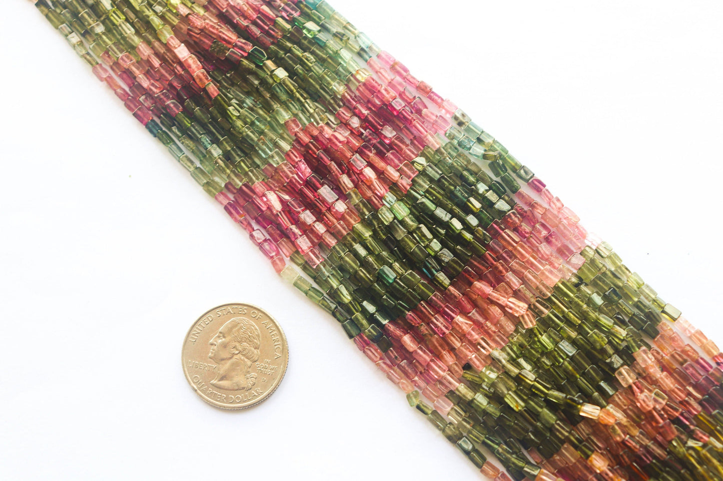 Multi Tourmaline Cube Shape Beads