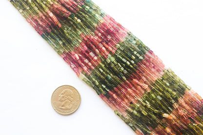 Multi Tourmaline Cube Shape Beads