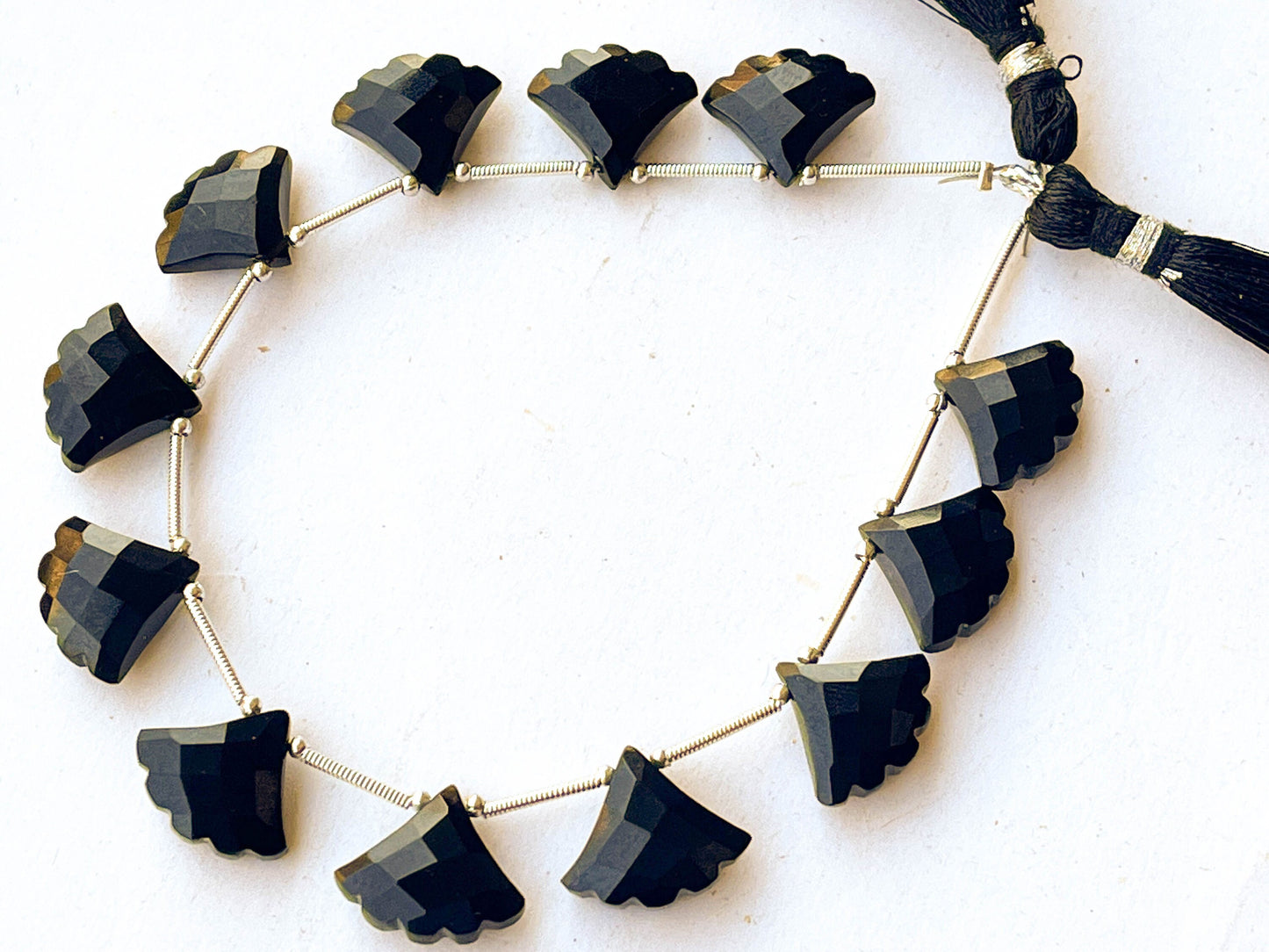 Natural Black Onyx Tree Shape Briolette Beads