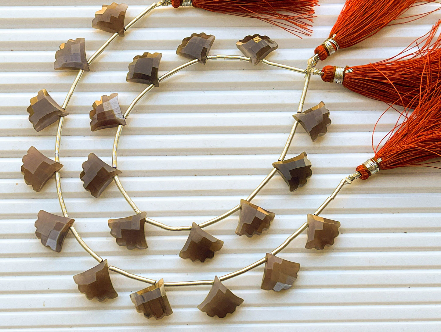 Natural Chocolate Moonstone Tree Shape Briolette Beads