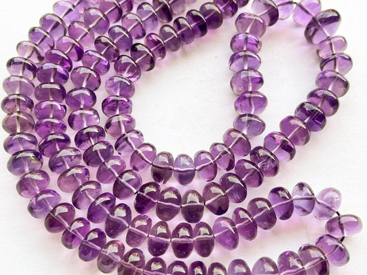 AAA Pink Amethyst Smooth Rondelle Beads