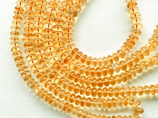 Natural AA Citrine Smooth Rondelle Beads