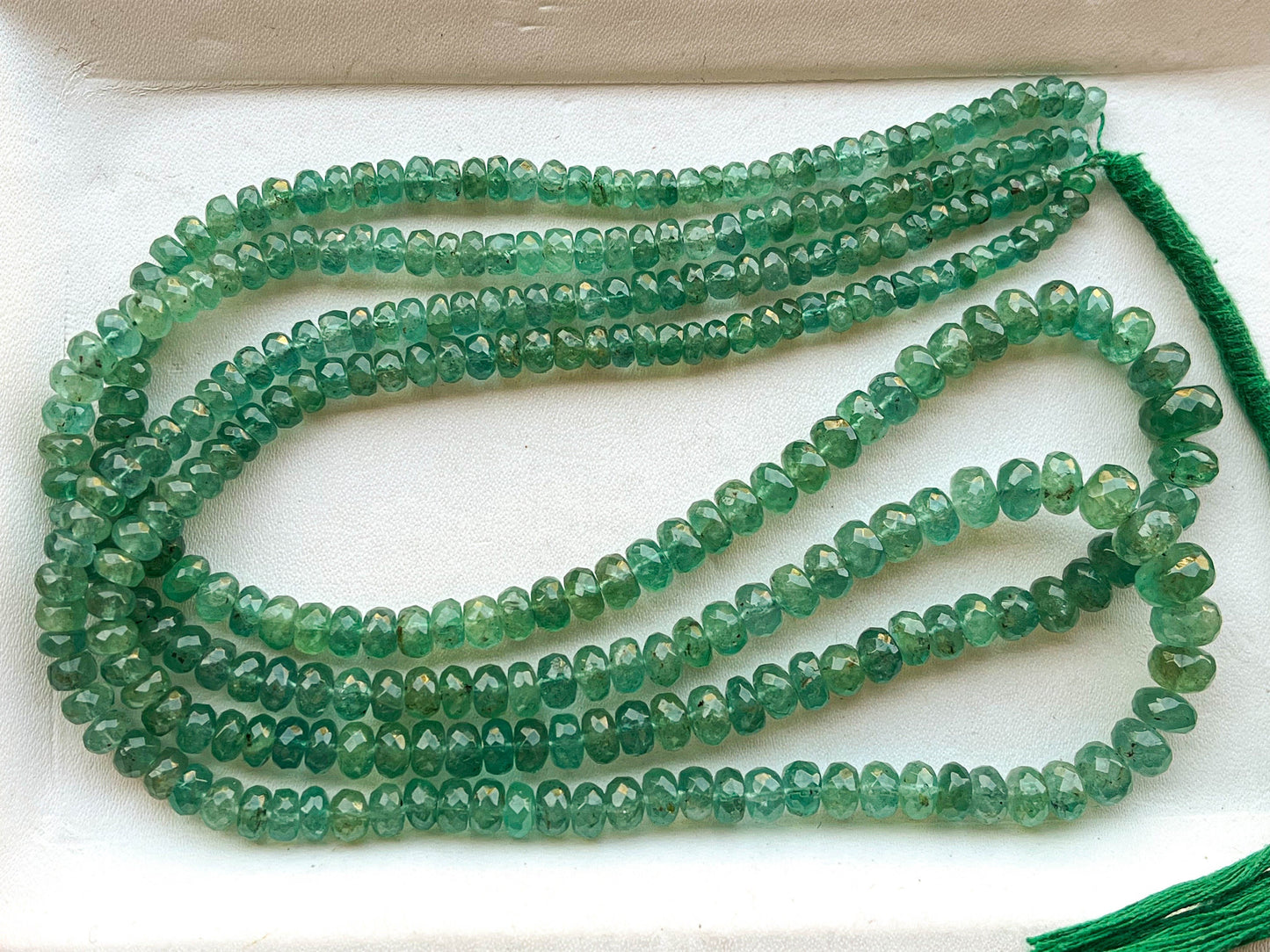 Natural Zambian Emerald Faceted Rondelle Beads