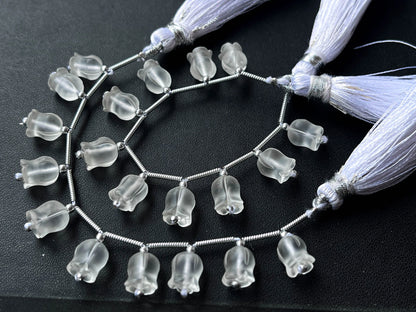 Frost Natural Crystal Quartz flower carving Lily of the valley shape beads