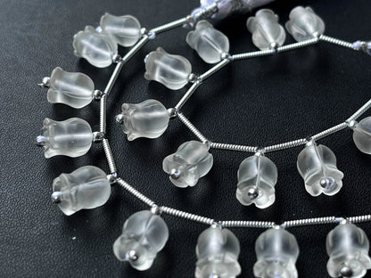 Frost Natural Crystal Quartz flower carving Lily of the valley shape beads