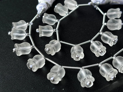 Frost Natural Crystal Quartz flower carving Lily of the valley shape beads
